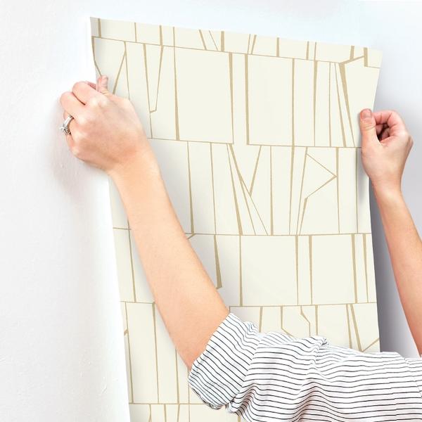 A Street Prints Huntington Gold Geometric Stripe Wallpaper