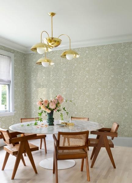 A Street Prints Idalia Beige Floral Flamingo Wallpaper