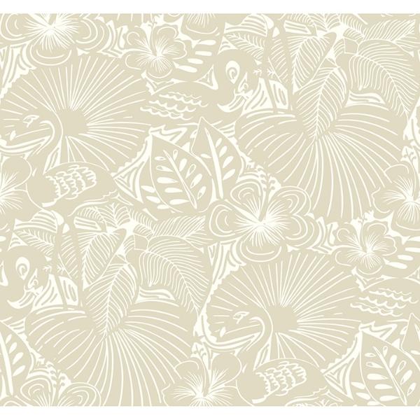 a street prints Idalia Beige Floral Flamingo Wallpaper