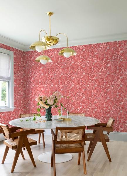 A Street Prints Idalia Coral Floral Flamingo Wallpaper