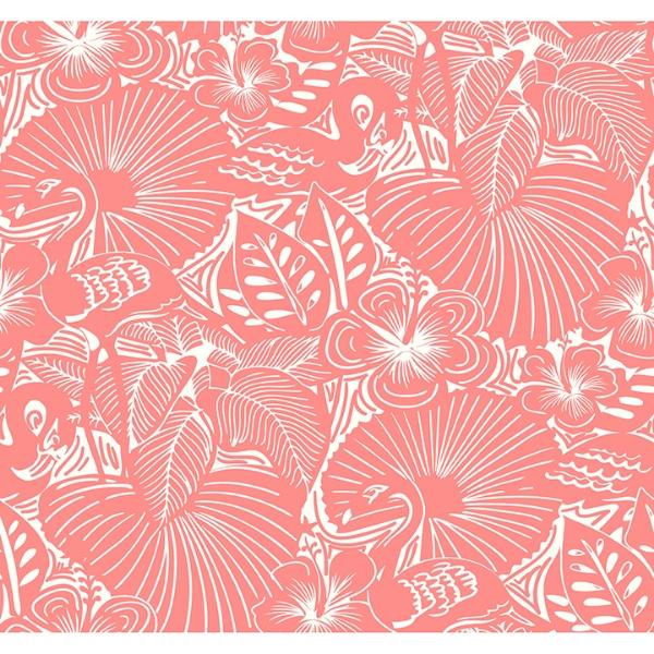 a street prints Idalia Coral Floral Flamingo Wallpaper