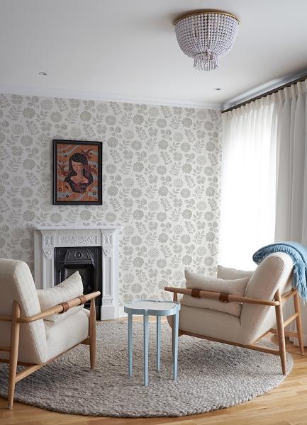 A Street Prints Inge Light Grey Floral Block Print Wallpaper