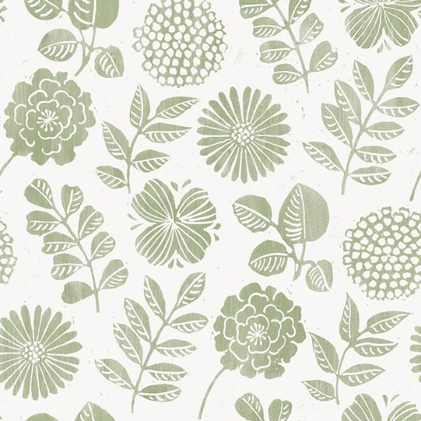 a street prints Inge Moss Floral Block Print Wallpaper