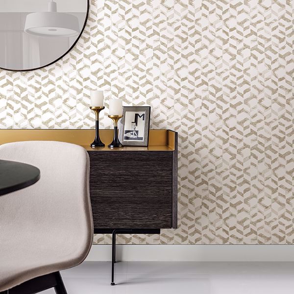 A Street Prints Instep Champagne Abstract Geometric Wallpaper