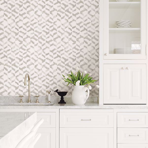 A Street Prints Instep Pewter Abstract Geometric Wallpaper