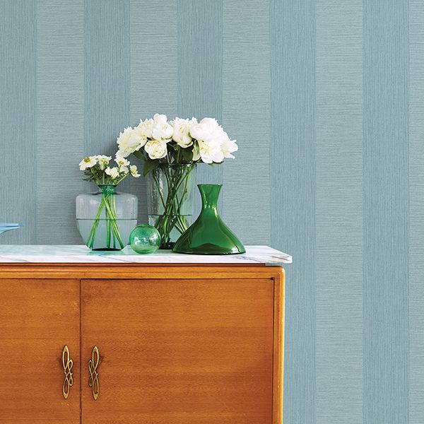 A Street Prints Intrepid Aqua Faux Grasscloth Stripe Wallpaper