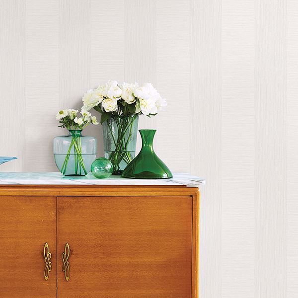 A Street Prints Intrepid White Faux Grasscloth Stripe Wallpaper