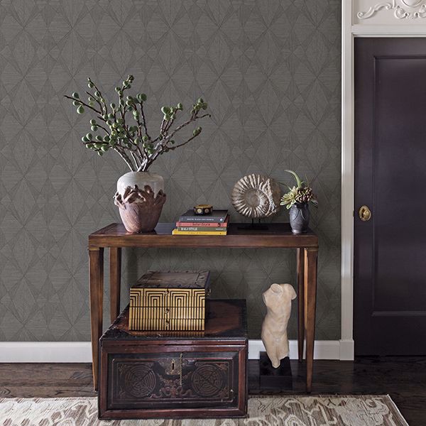 A Street Prints Intrinsic Dark Grey Geometric Wood Wallpaper
