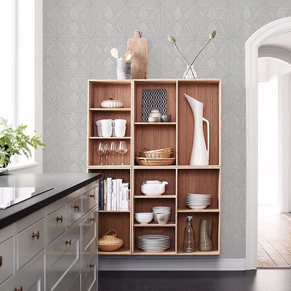 A Street Prints Intrinsic Silver Geometric Wood Wallpaper