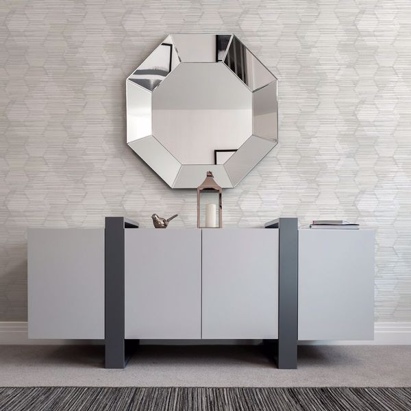 A Street Prints Jabari Light Grey Geometric Faux Grasscloth Wallpaper