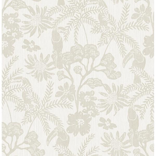 a street prints Jacaranda Taupe Tropical Trail Wallpaper