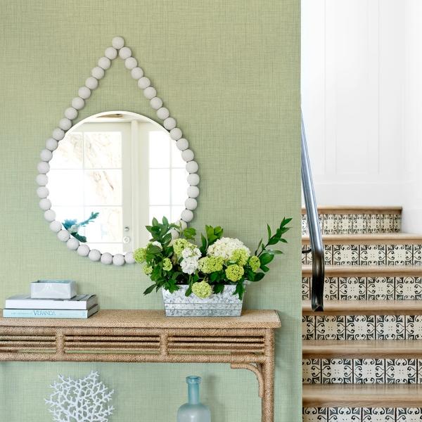 A Street Prints Jocelyn Green Faux Fabric Wallpaper