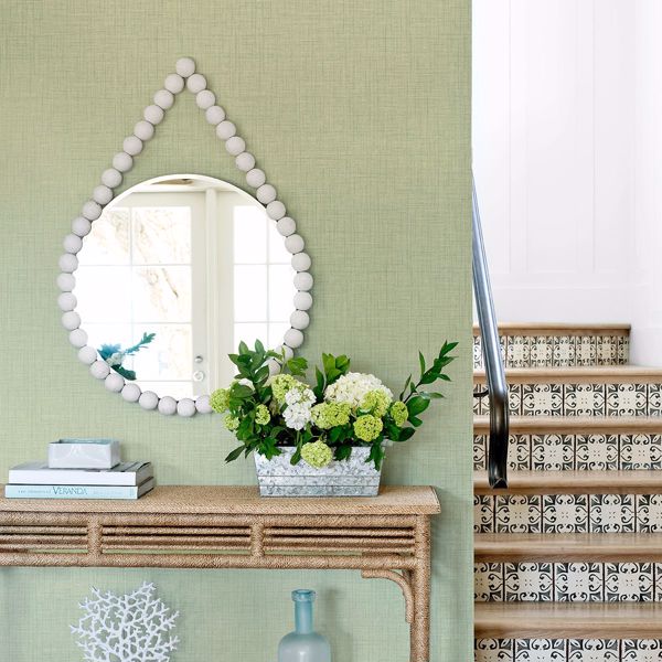 A Street Prints Jocelyn Light Green Faux Linen Wallpaper