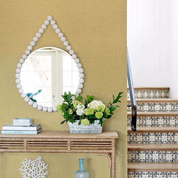 A Street Prints Jocelyn Yellow Faux Linen Wallpaper