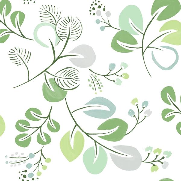 a street prints Jonah Light Green Leaf Trail Wallpaper