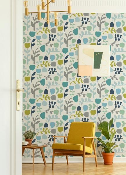 A Street Prints Juni Teal Abstract Tulips Wallpaper