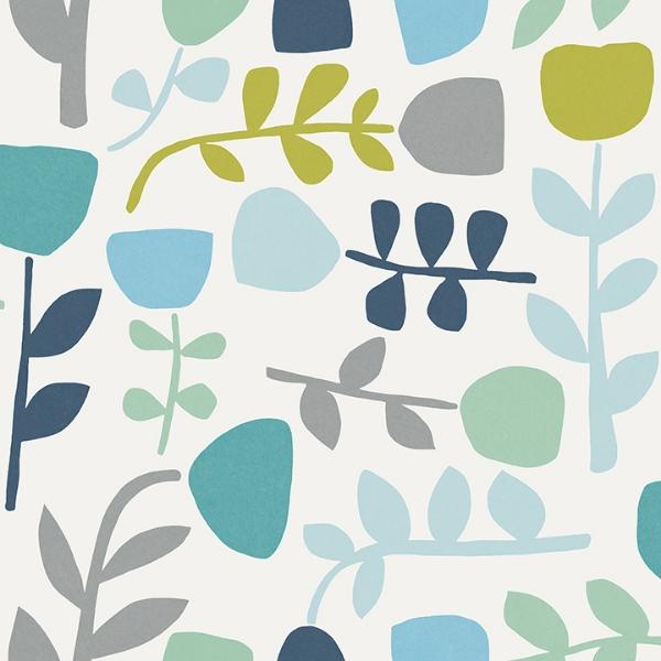 a street prints Juni Teal Abstract Tulips Wallpaper