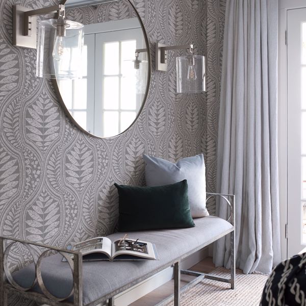 A Street Prints Juno Dark Grey Ogee Wallpaper- Scott Living
