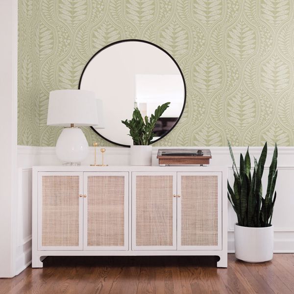 A Street Prints Juno Green Ogee Wallpaper- Scott Living