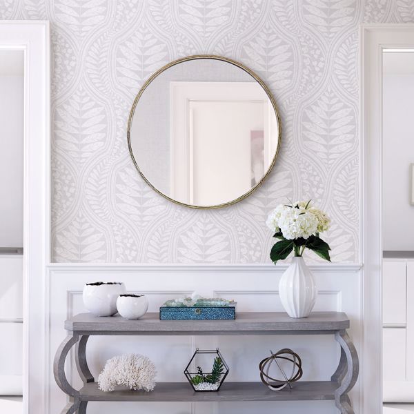 A Street Prints Juno Light Grey Ogee Wallpaper- Scott Living
