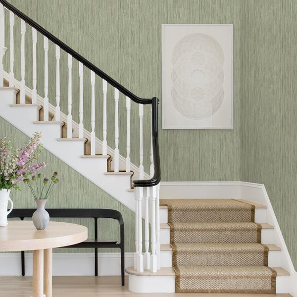 A Street Prints Justina Green Faux Grasscloth Wallpaper