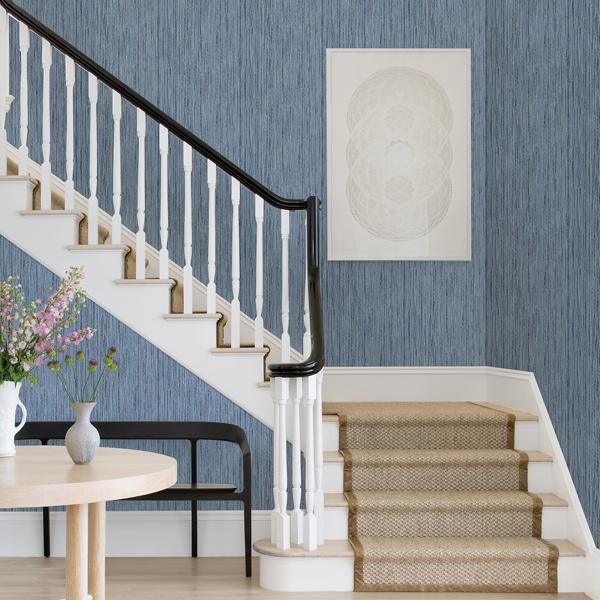A Street Prints Justina Indigo Faux Grasscloth Wallpaper