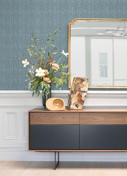 A Street Prints Kantera Blue Fabric Texture Wallpaper