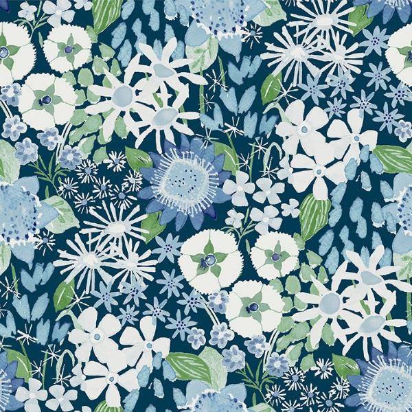 a street prints Karina Blue Wildflower Garden Wallpaper