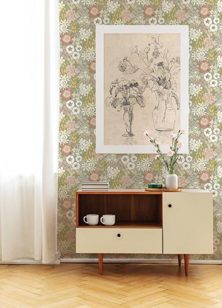 A Street Prints Karina Neutral Wildflower Garden Wallpaper