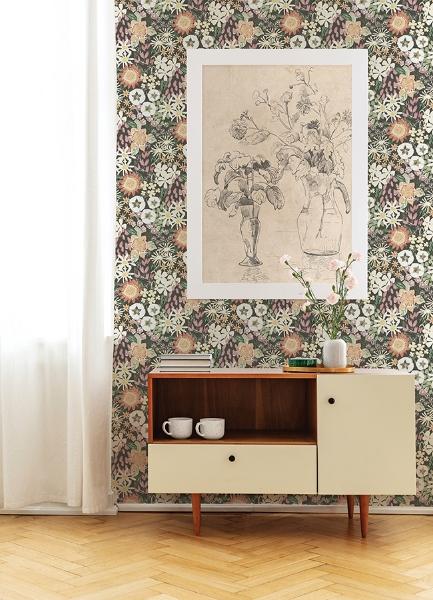 A Street Prints Karina Raspberry Wildflower Garden Wallpaper