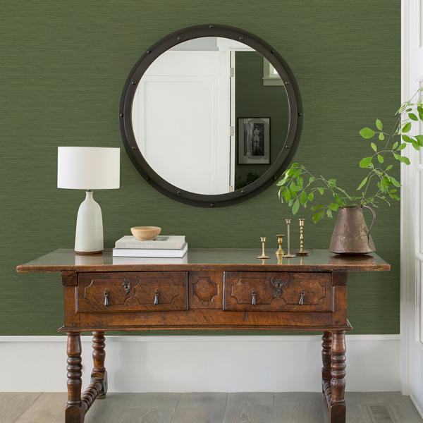 A Street Prints Kira Green Hemp Grasscloth Wallpaper