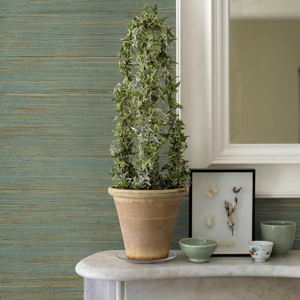 A Street Prints Kira Turquoise Hemp Grasscloth Wallpaper