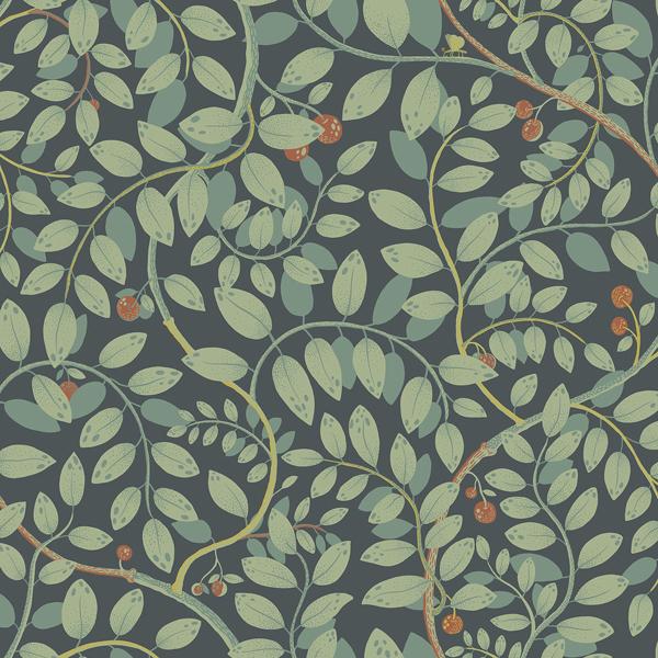 a street prints Kirke Turquoise Leafy Vines Wallpaper