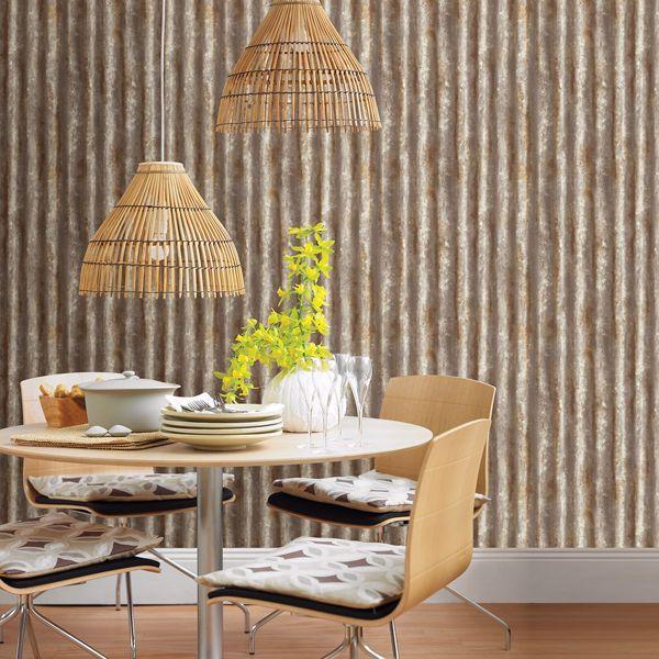 A Street Prints Kirkland Rust Corrugated Metal Wallpaper
