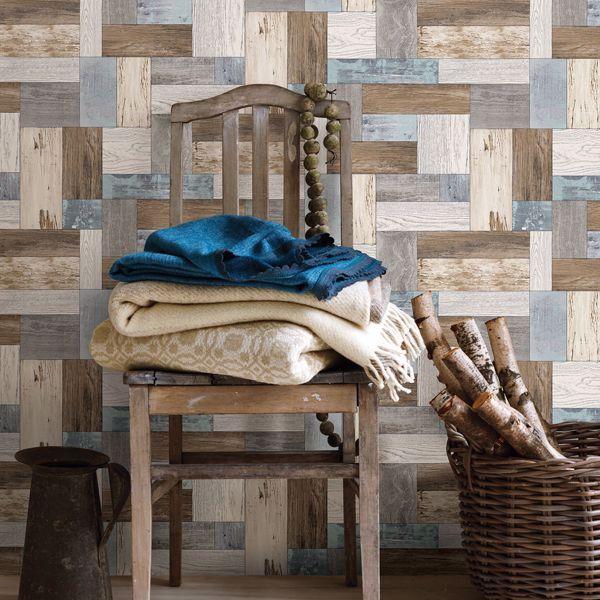 A Street Prints Knock On Wood Multicolor Distressed Wallpaper