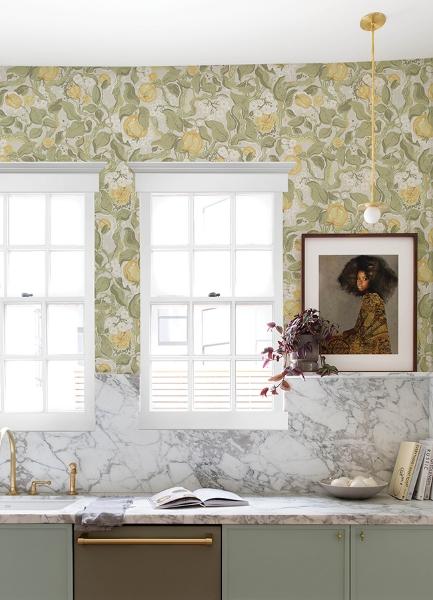 A Street Prints Kort Sage Fruit And Floral Wallpaper