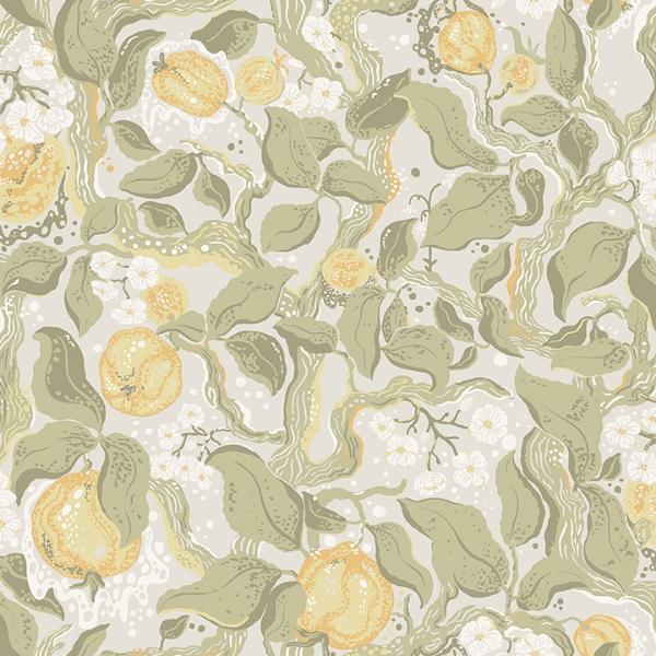 a street prints Kort Sage Fruit and Floral Wallpaper