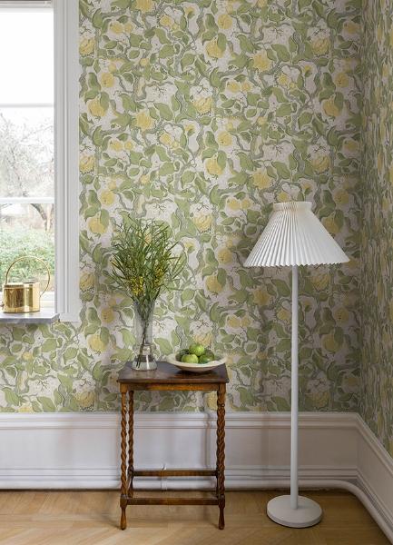A Street Prints Kort Yellow Fruit And Floral Wallpaper