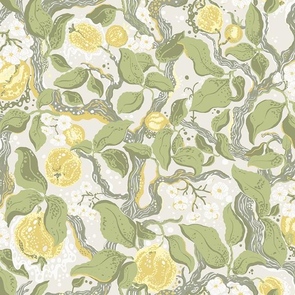 a street prints Kort Yellow Fruit and Floral Wallpaper