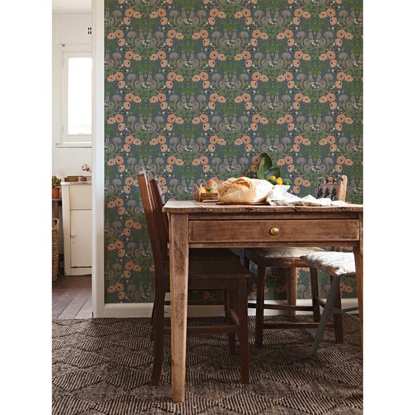 A Street Prints Kurre Blue Woodland Damask Wallpaper