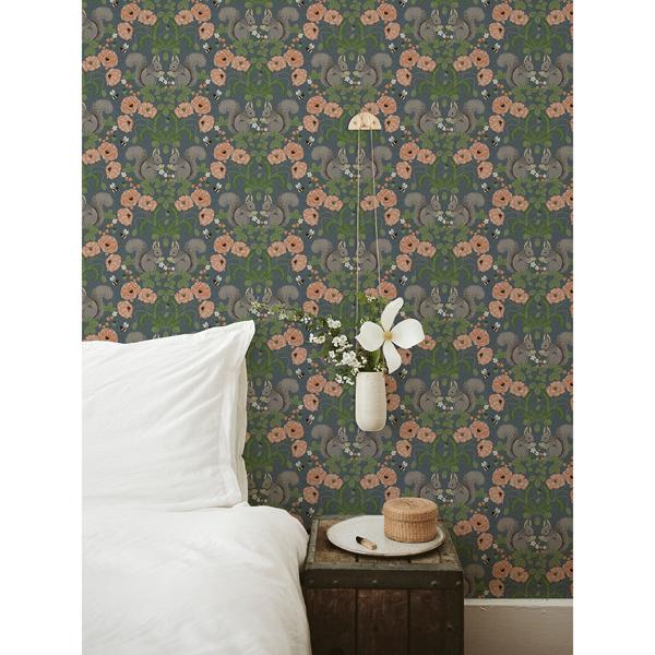 A Street Prints Kurre Blue Woodland Damask Wallpaper