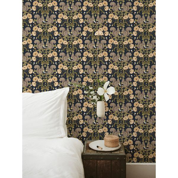 A Street Prints Kurre Dark Blue Woodland Damask Wallpaper
