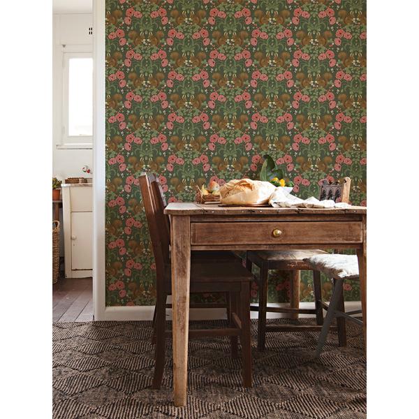 A Street Prints Kurre Dark Green Woodland Damask Wallpaper