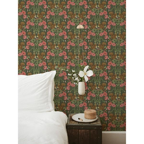 A Street Prints Kurre Dark Green Woodland Damask Wallpaper