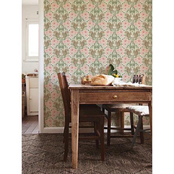 A Street Prints Kurre Pink Woodland Damask Wallpaper
