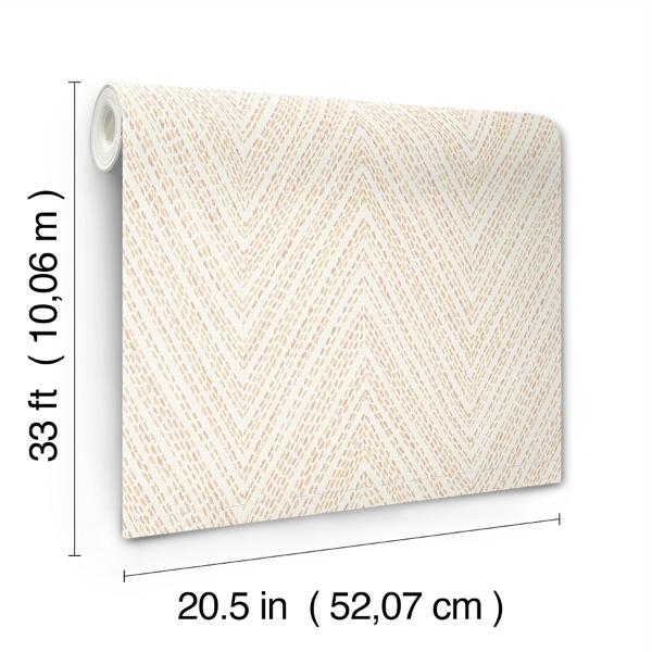 A Street Prints Lainey Apricot Stitched Chevron Wallpaper