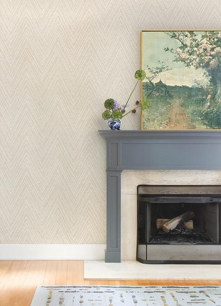 A Street Prints Lainey Apricot Stitched Chevron Wallpaper