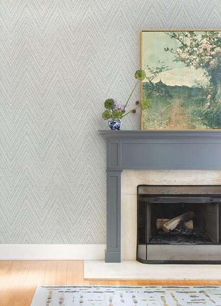 A Street Prints Lainey Blue Stitched Chevron Wallpaper
