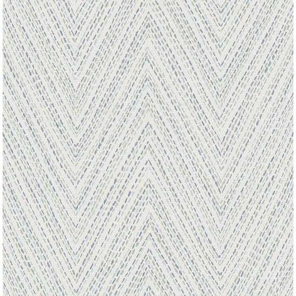 a street prints Lainey Blue Stitched Chevron Wallpaper