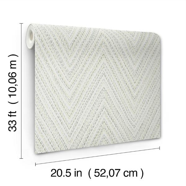 A Street Prints Lainey Green Stitched Chevron Wallpaper